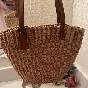 Coach Brown Woven Tote Bag
